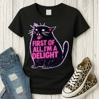 First Of All I'm A Delight Roaring Black Cat Women's T-Shirt thumb 3