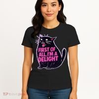 First Of All I'm A Delight Roaring Black Cat Women's T-Shirt thumb 4