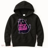 First Of All I'm A Delight Roaring Black Cat Kids Hoodie thumb 0