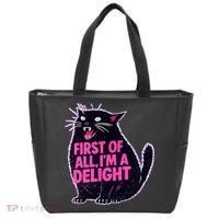 First Of All I'm A Delight Roaring Black Cat Tote Bag thumb 0