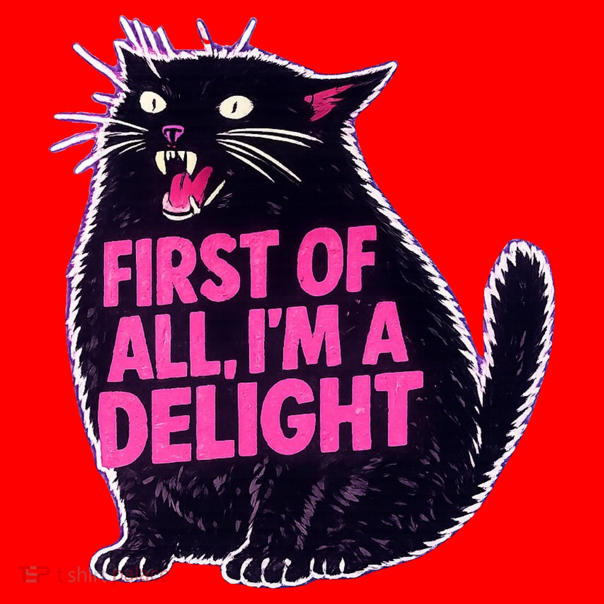 First Of All I'm A Delight Roaring Black Cat Santa Hat