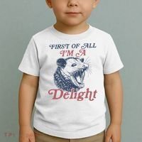 First Of All I'm A Delight Sarcastic Angry Opossum Possum Toddler T-Shirt thumb 2