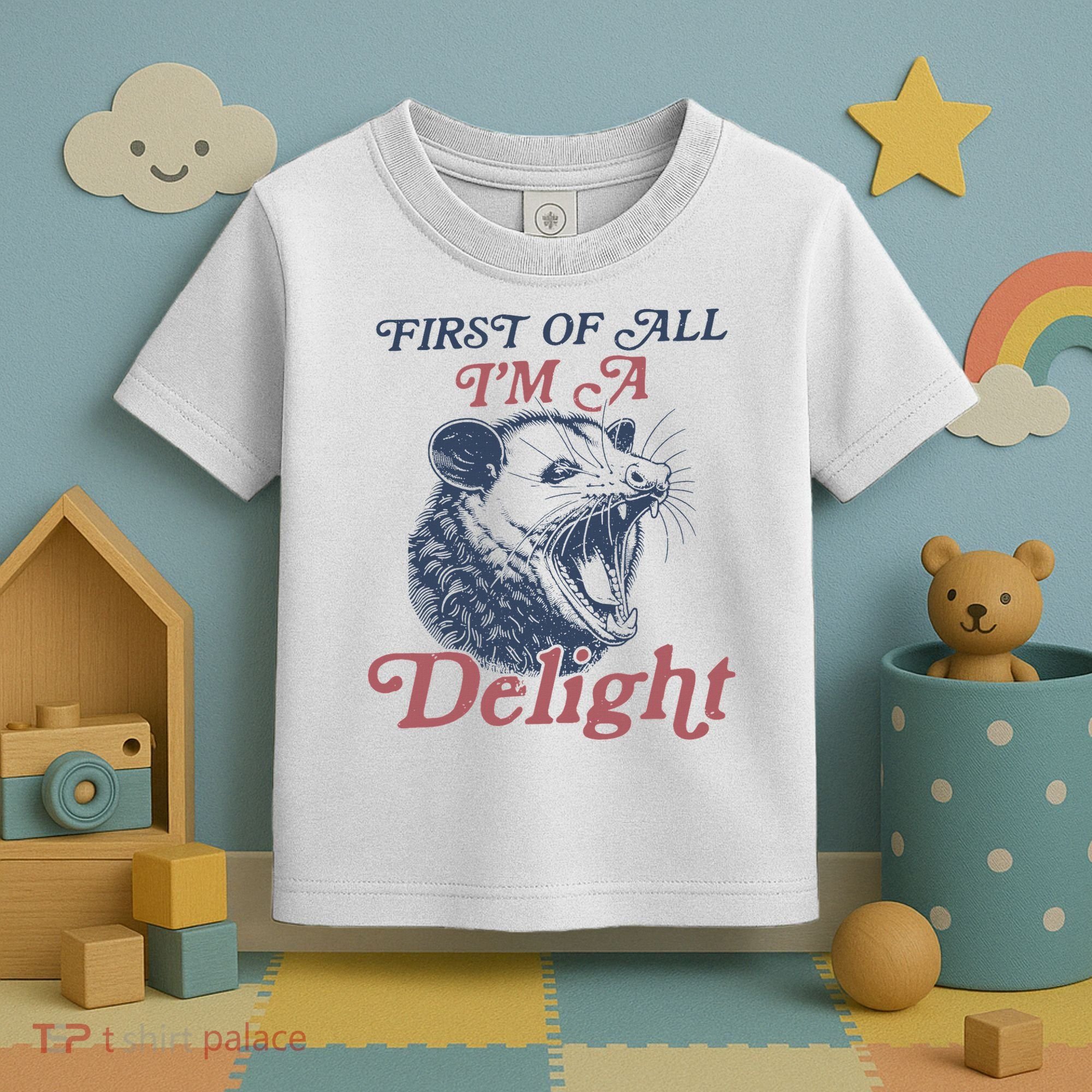 First Of All I'm A Delight Sarcastic Angry Opossum Possum Toddler T-Shirt