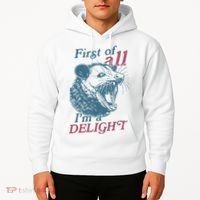 First Of All I'm A Delight Sarcastic Angry Opossum Lover Hoodie thumb 2