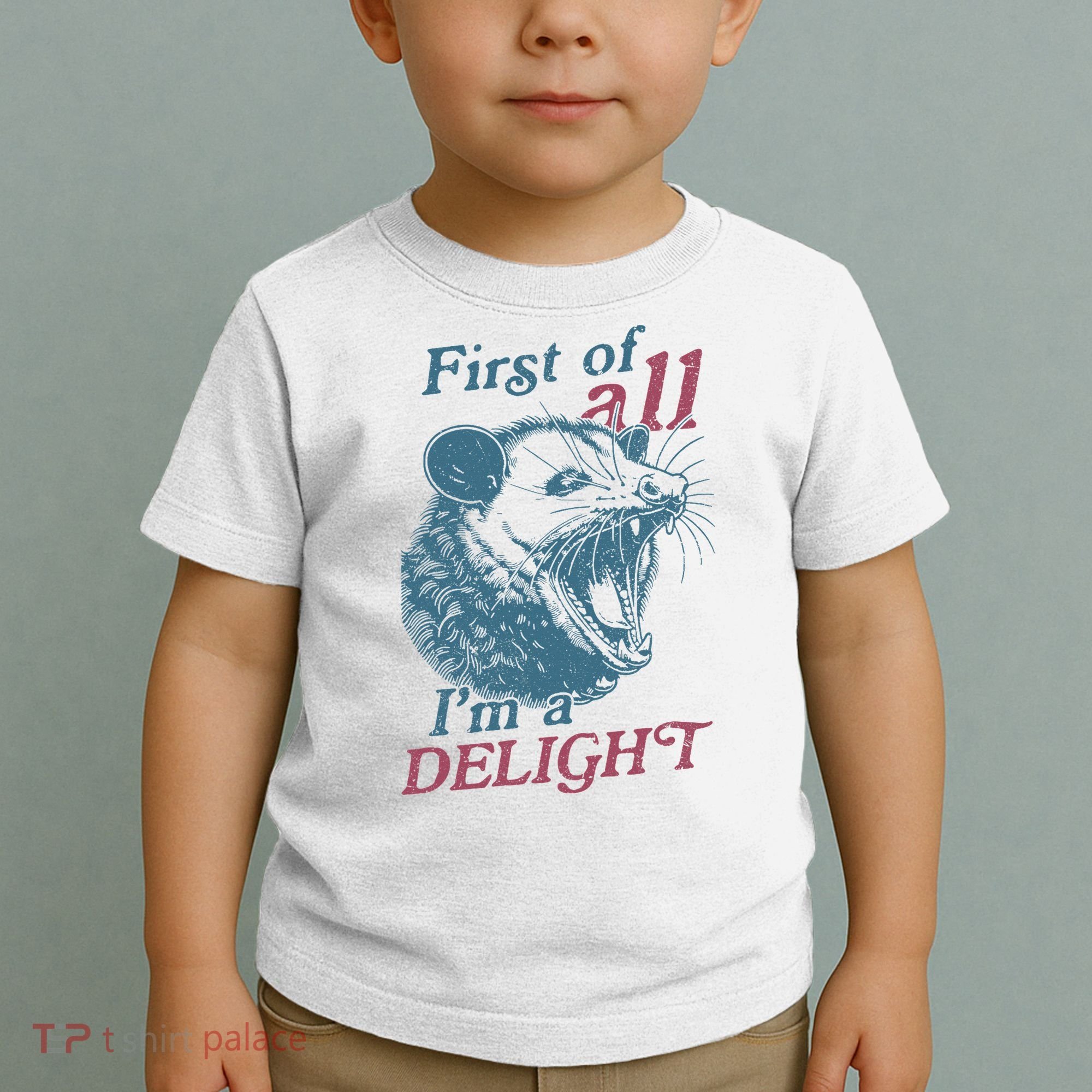 First Of All I'm A Delight Sarcastic Angry Opossum Lover Toddler T-Shirt