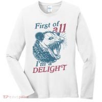 First Of All I'm A Delight Sarcastic Angry Opossum Lover Women's Long Sleeve Shirt thumb 0