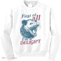 First Of All I'm A Delight Sarcastic Angry Opossum Lover Kids Sweatshirt thumb 0