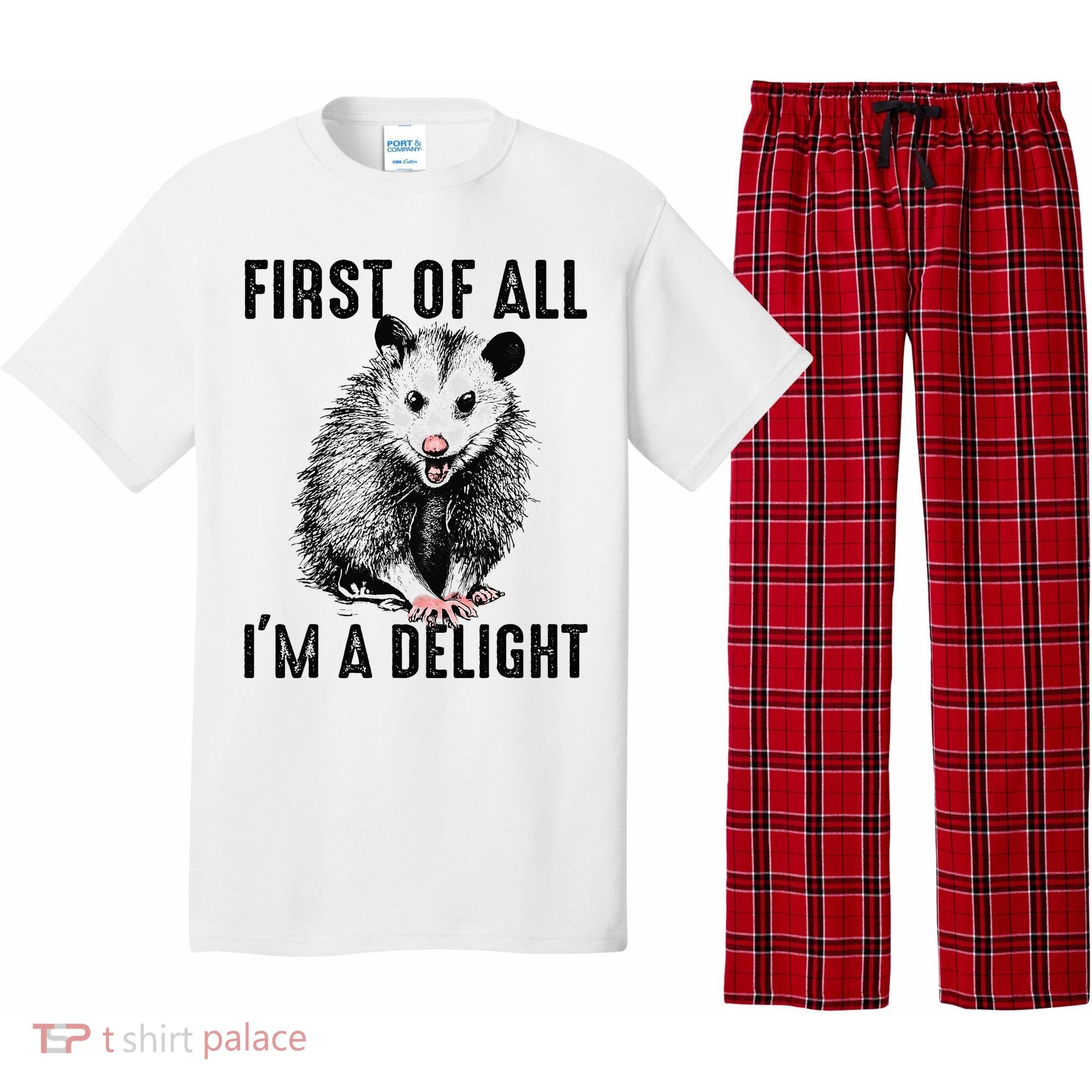 First Of All IM A Delight Opossum Lover Matching Pajama Set