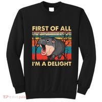 First Of All IM A Delight Funny Moo Deng Hippo Hippopotamus Sweatshirt thumb 0