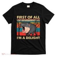First Of All IM A Delight Funny Moo Deng Hippo Hippopotamus T-Shirt thumb 0
