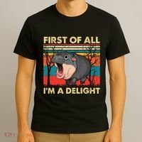 First Of All IM A Delight Funny Moo Deng Hippo Hippopotamus T-Shirt thumb 3