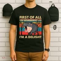 First Of All IM A Delight Funny Moo Deng Hippo Hippopotamus T-Shirt thumb 6