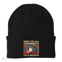First Of All IM A Delight Funny Moo Deng Hippo Hippopotamus Beanie thumb 0