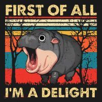 First Of All IM A Delight Funny Moo Deng Hippo Hippopotamus Baby Bodysuit thumb 2