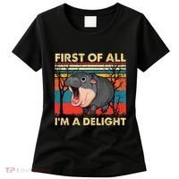 First Of All IM A Delight Funny Moo Deng Hippo Hippopotamus Women's T-Shirt thumb 0