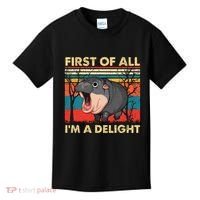 First Of All IM A Delight Funny Moo Deng Hippo Hippopotamus Kids T-Shirt thumb 0