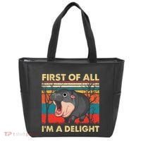 First Of All IM A Delight Funny Moo Deng Hippo Hippopotamus Tote Bag thumb 0