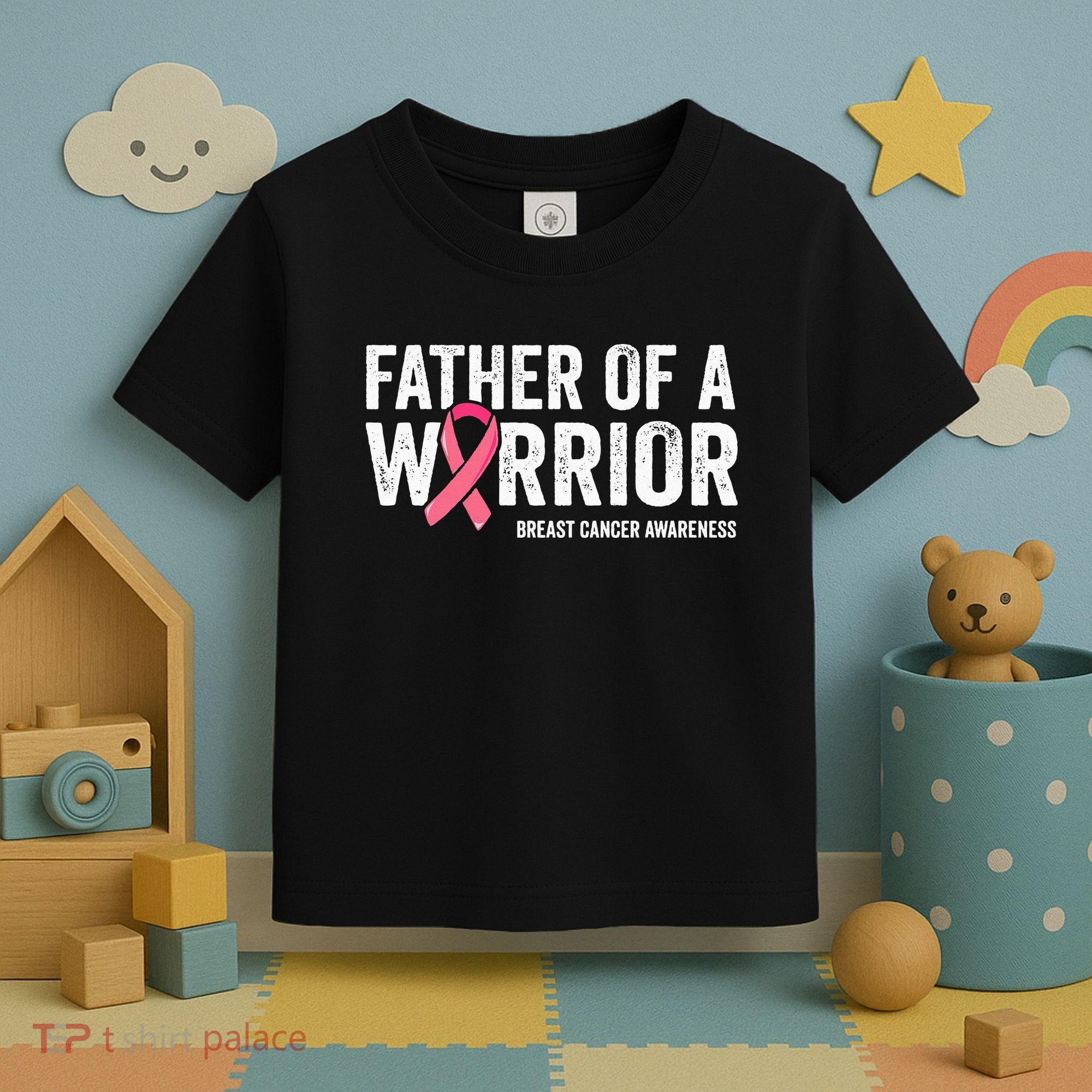 Father Of A Warrior Father Breast Cancer Dad Toddler T-Shirt