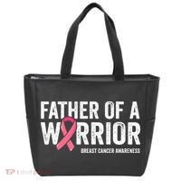 Father Of A Warrior Father Breast Cancer Dad Tote Bag thumb 0