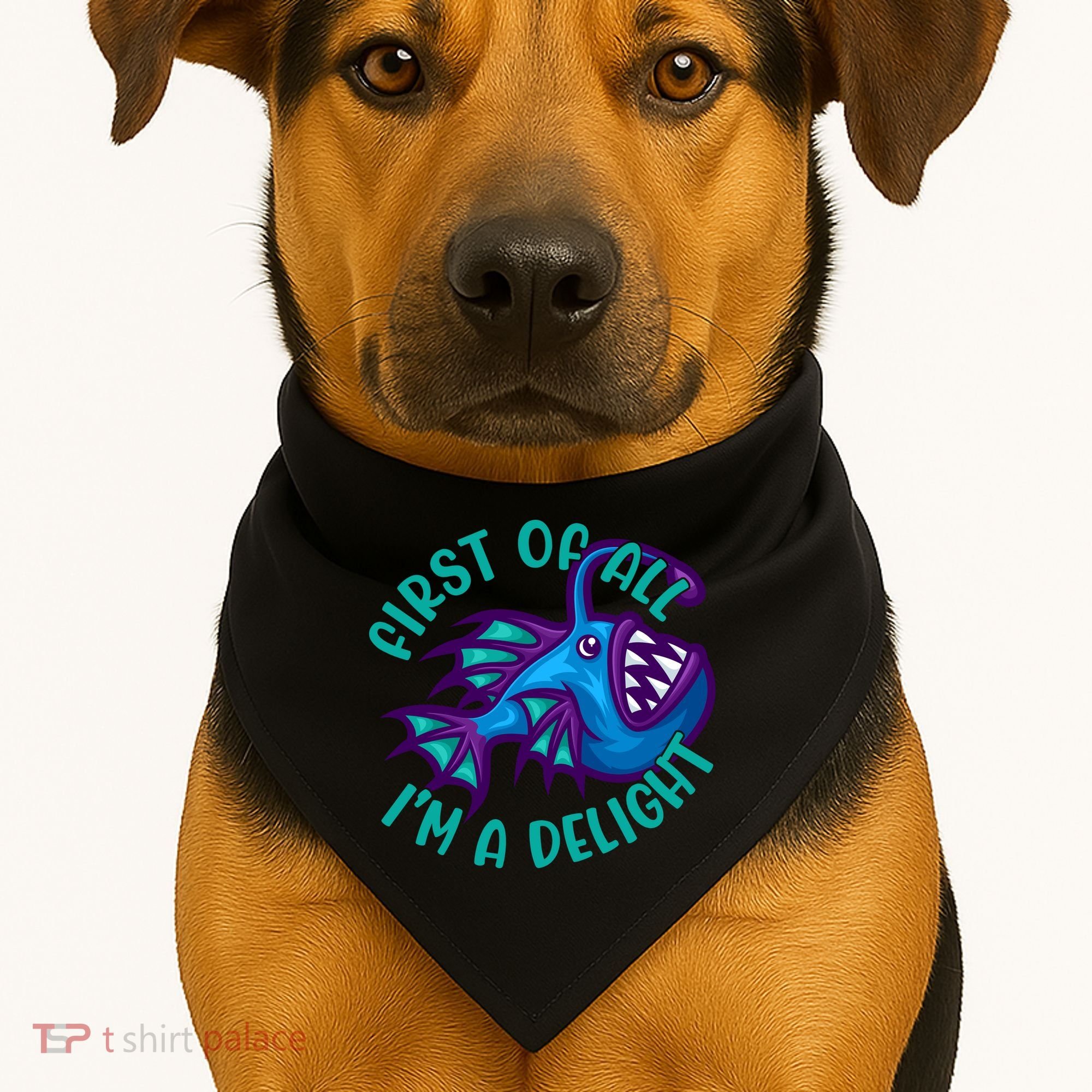 First Of All I'm A Delight Anglerfish Funny Fish USA-Made Doggie Bandana