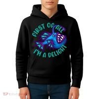 First Of All I'm A Delight Anglerfish Funny Fish Kids Hoodie thumb 4
