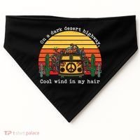 Funny On A Dark Desert Highway Retro 1 USA-Made Doggie Bandana thumb 0