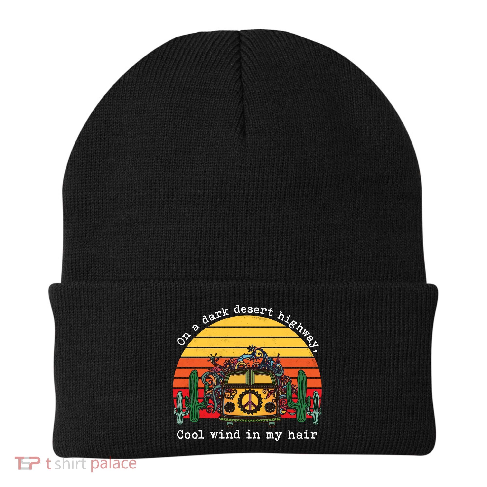 Funny On A Dark Desert Highway Retro 1 Beanie