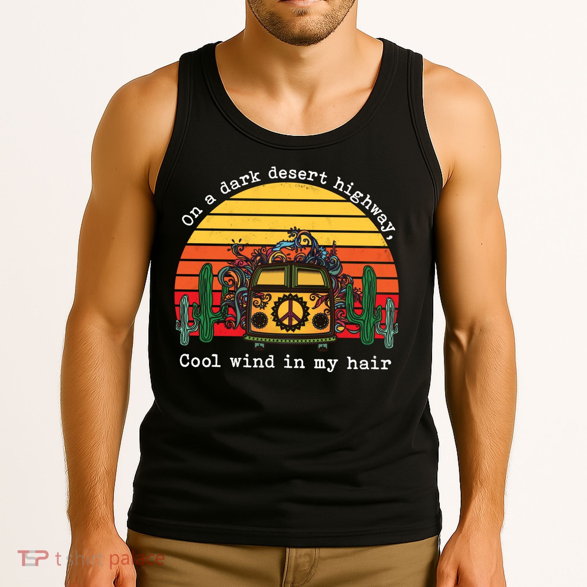 Funny On A Dark Desert Highway Retro 1 Tank Top