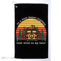 Funny On A Dark Desert Highway Retro 1 Golf Towel thumb 0