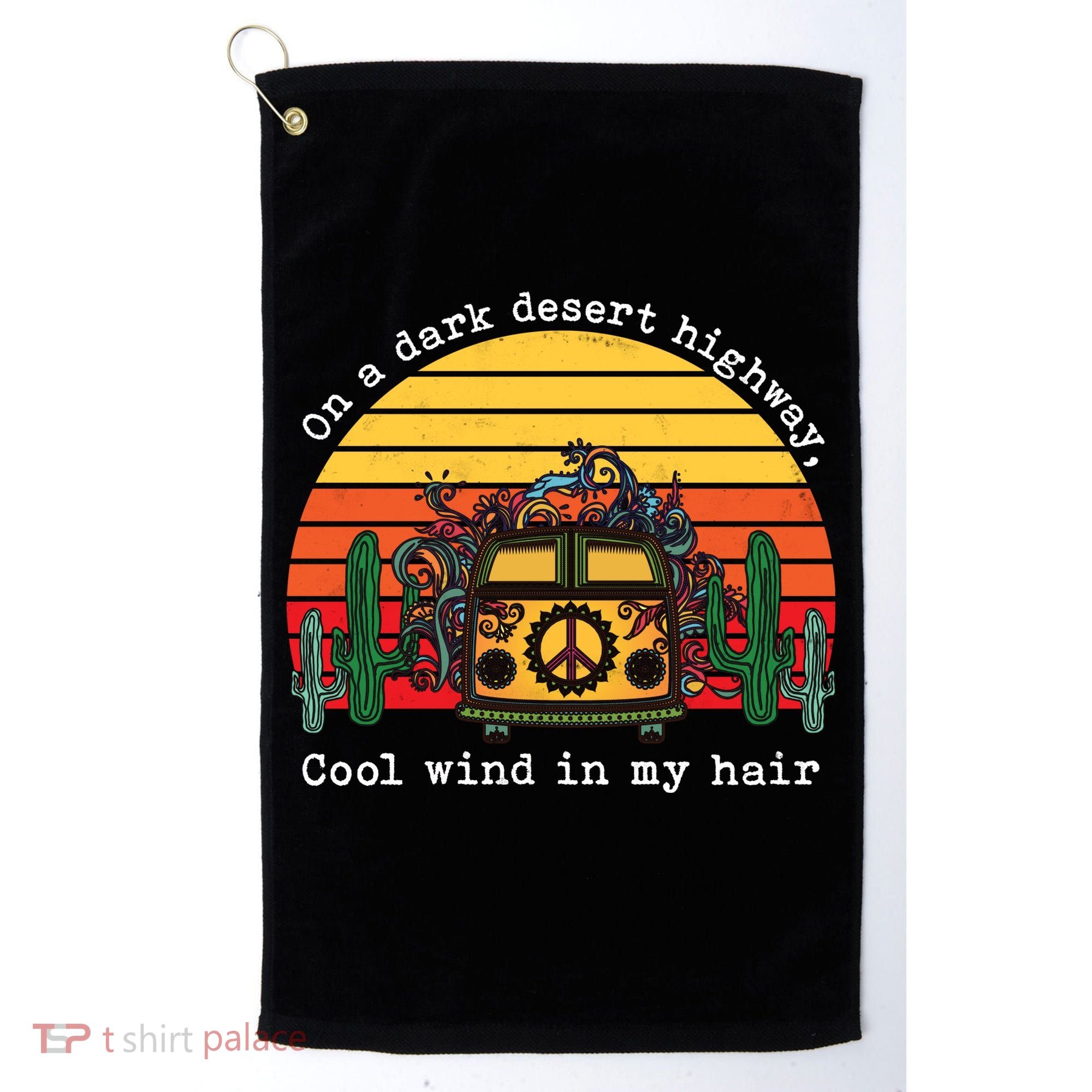 Funny On A Dark Desert Highway Retro 1 Golf Towel