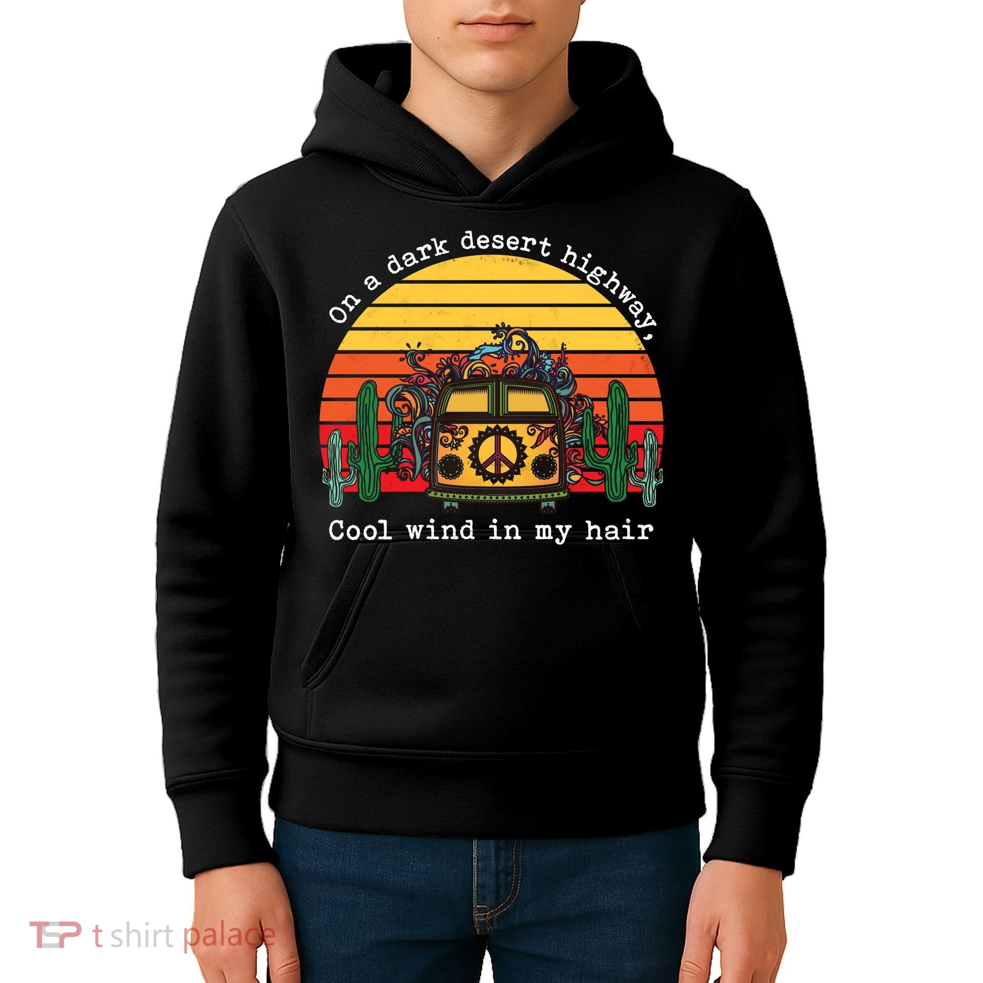 Funny On A Dark Desert Highway Retro 1 Kids Hoodie