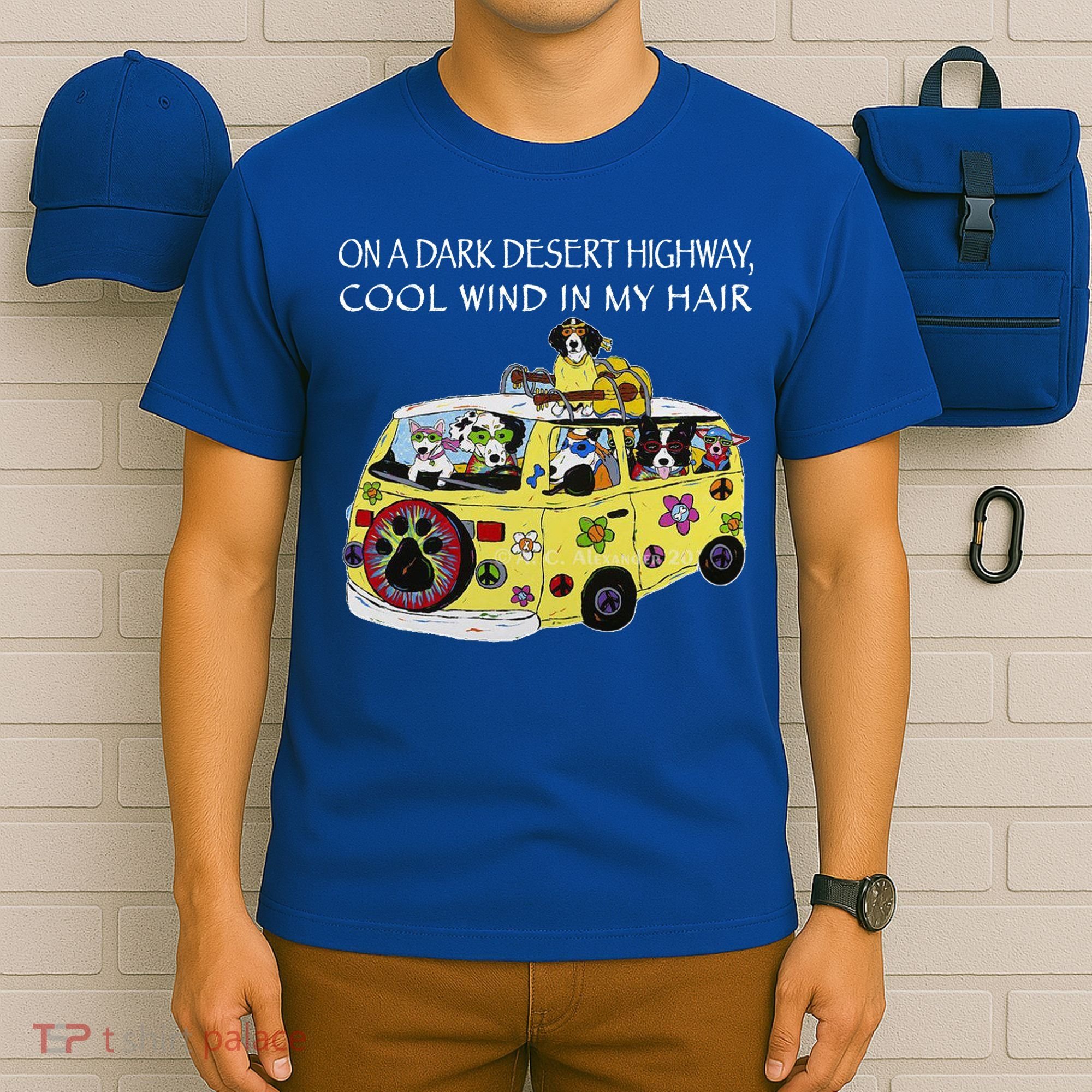 Funny On A Dark Desert Highway Dog Feel Cool Wind In My Hair Gift T-Shirt