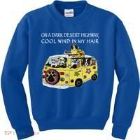 Funny On A Dark Desert Highway Dog Feel Cool Wind In My Hair Gift Kids Sweatshirt thumb 0
