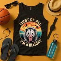 First Of All I Am A Delight Sarcastic Angry Opossum Tank Top thumb 4