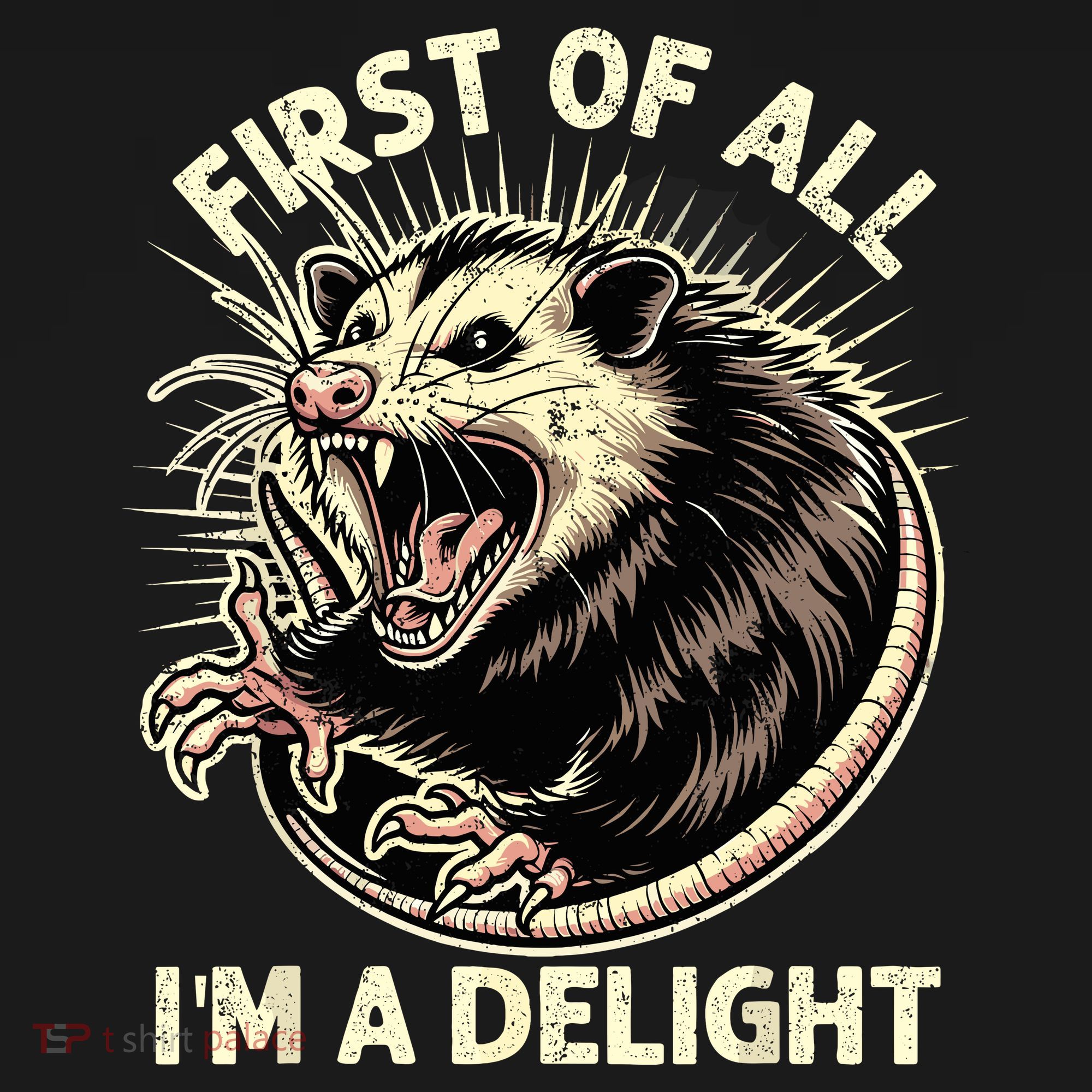 First Of All IM A Delight Sarcastic Possum Angry Opossum Ornament