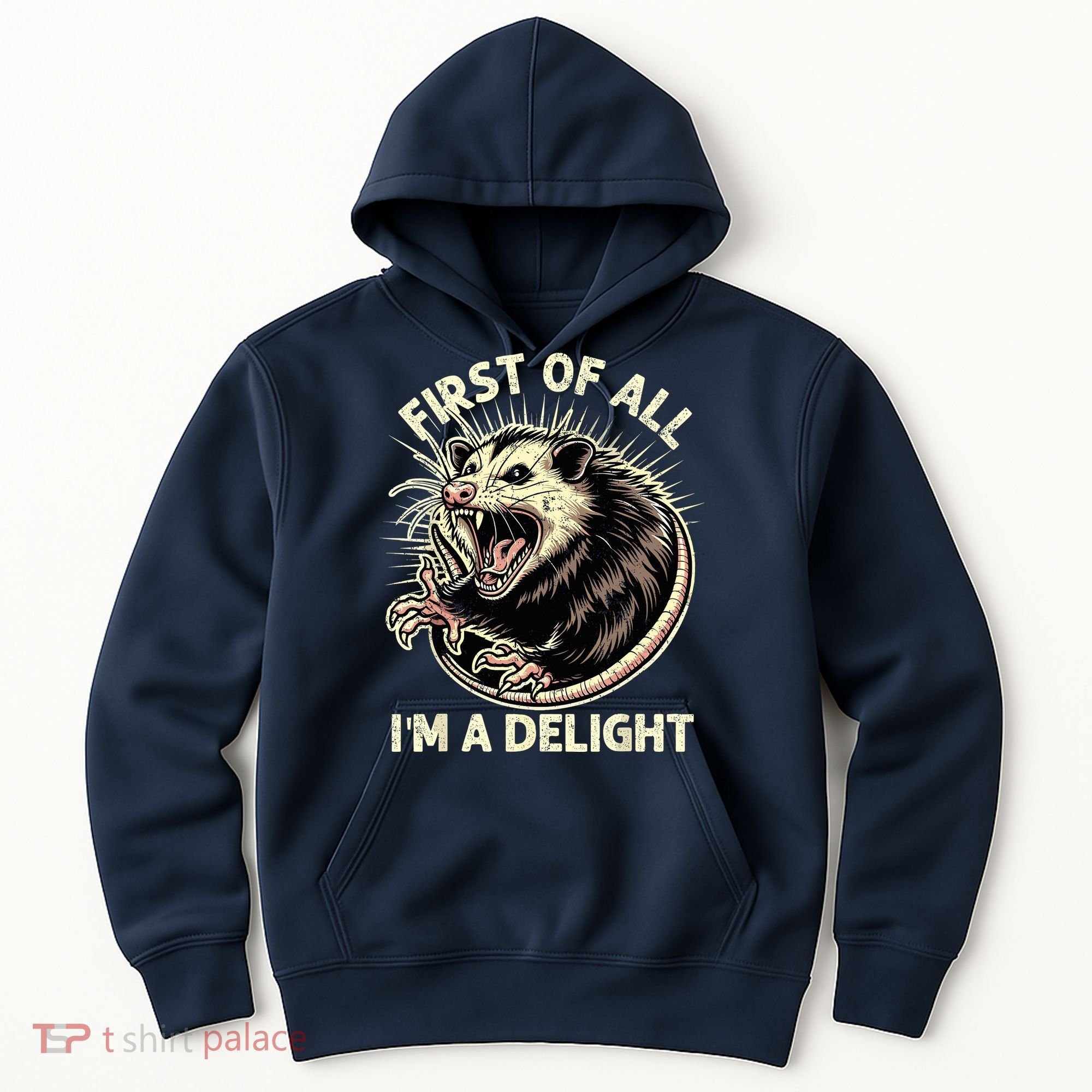 First Of All IM A Delight Sarcastic Possum Angry Opossum Hoodie