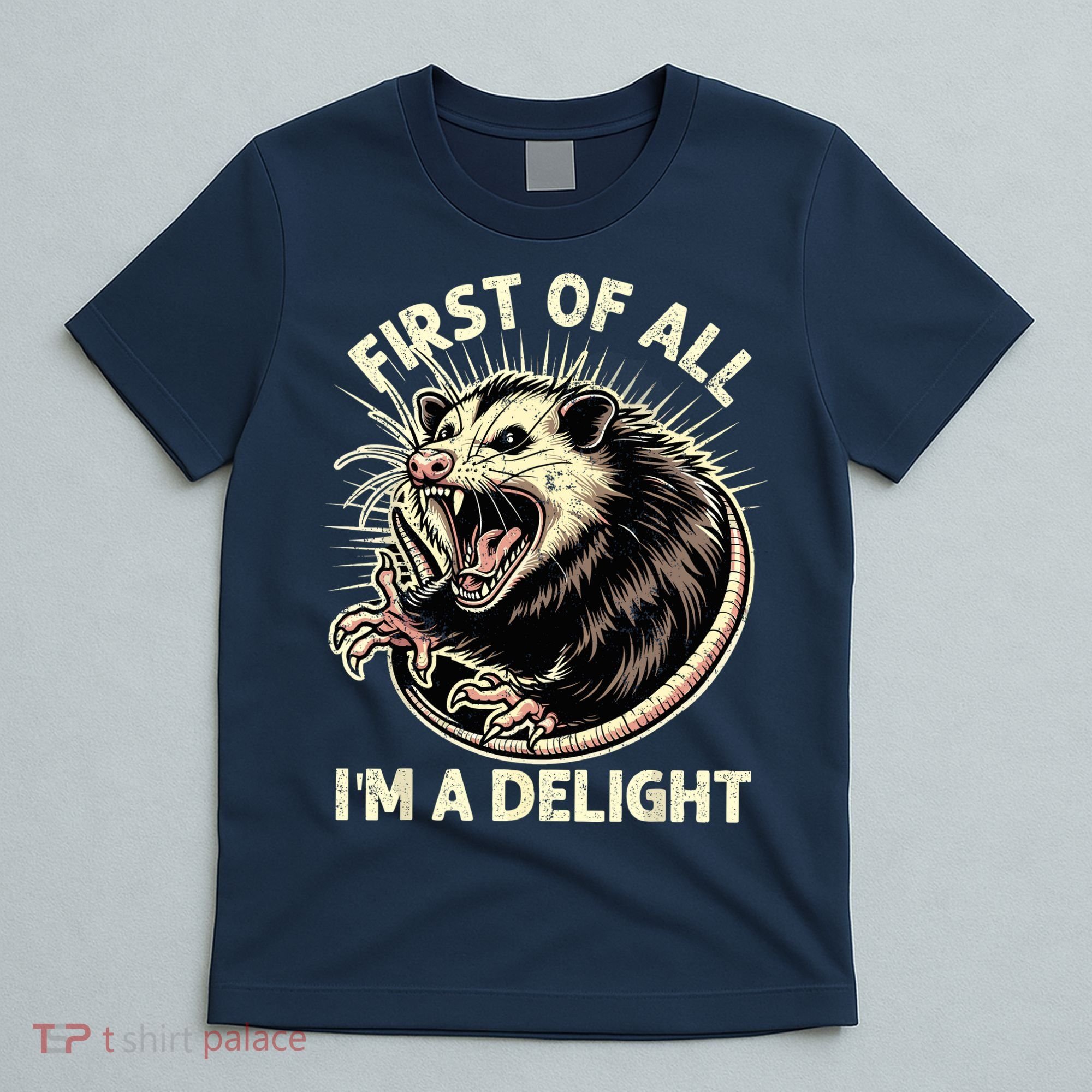First Of All IM A Delight Sarcastic Possum Angry Opossum T-Shirt
