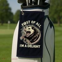 First Of All IM A Delight Sarcastic Possum Angry Opossum Golf Towel thumb 2