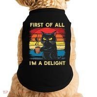 First Of All IM A Delight Sarcastic Angry Cat Coffee Retro Doggie Tank thumb 0