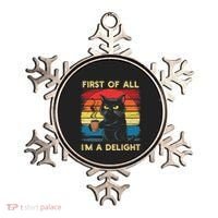First Of All IM A Delight Sarcastic Angry Cat Coffee Retro Ornament thumb 0