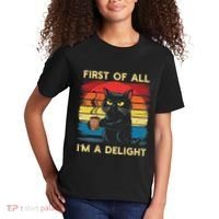 First Of All IM A Delight Sarcastic Angry Cat Coffee Retro Kids T-Shirt thumb 2