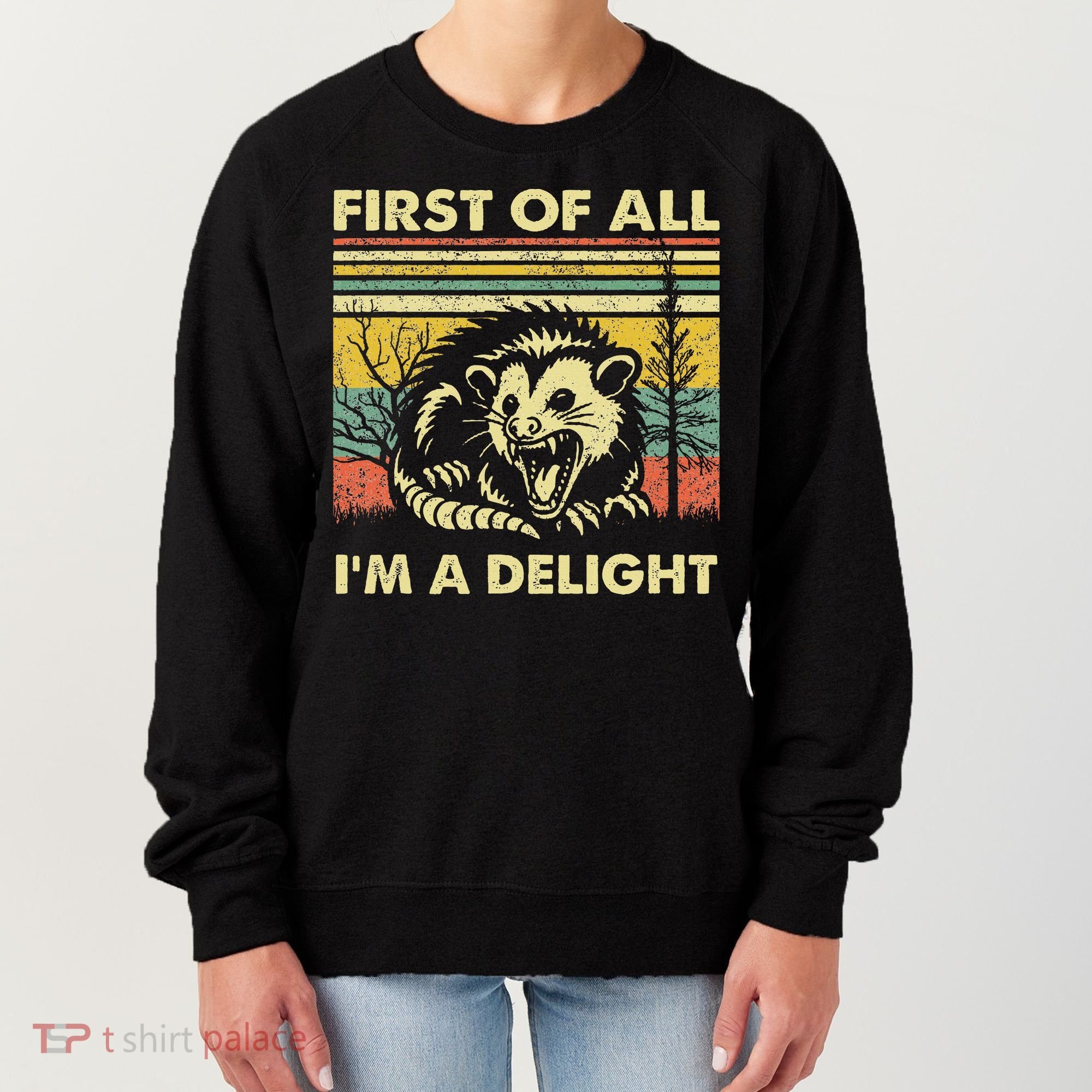 First Of All IM A Delight Sarcastic Angry Opossum Lover Women's Sweatshirt