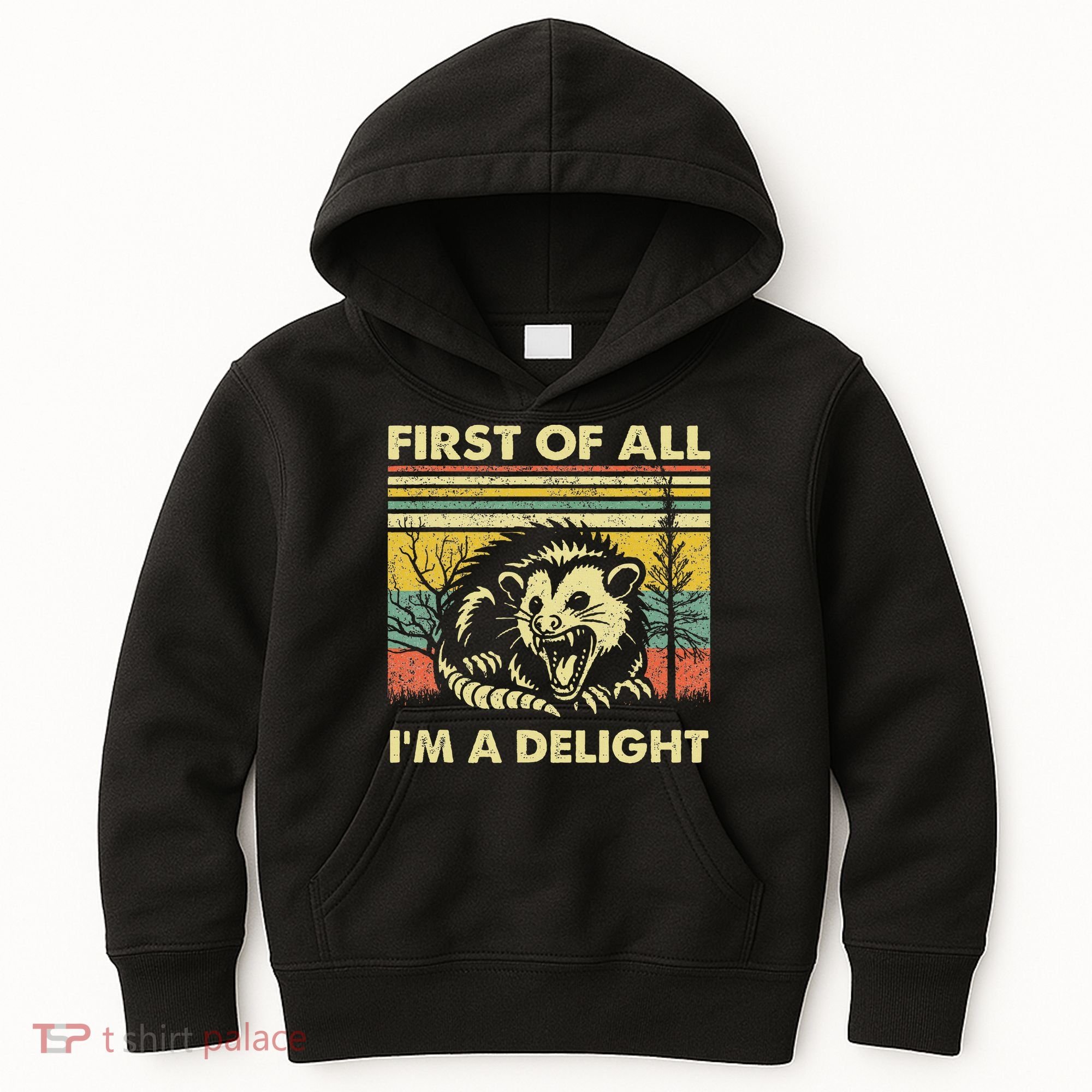 First Of All IM A Delight Sarcastic Angry Opossum Lover Kids Hoodie