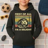 First Of All IM A Delight Sarcastic Angry Opossum Lover Kids Hoodie thumb 2