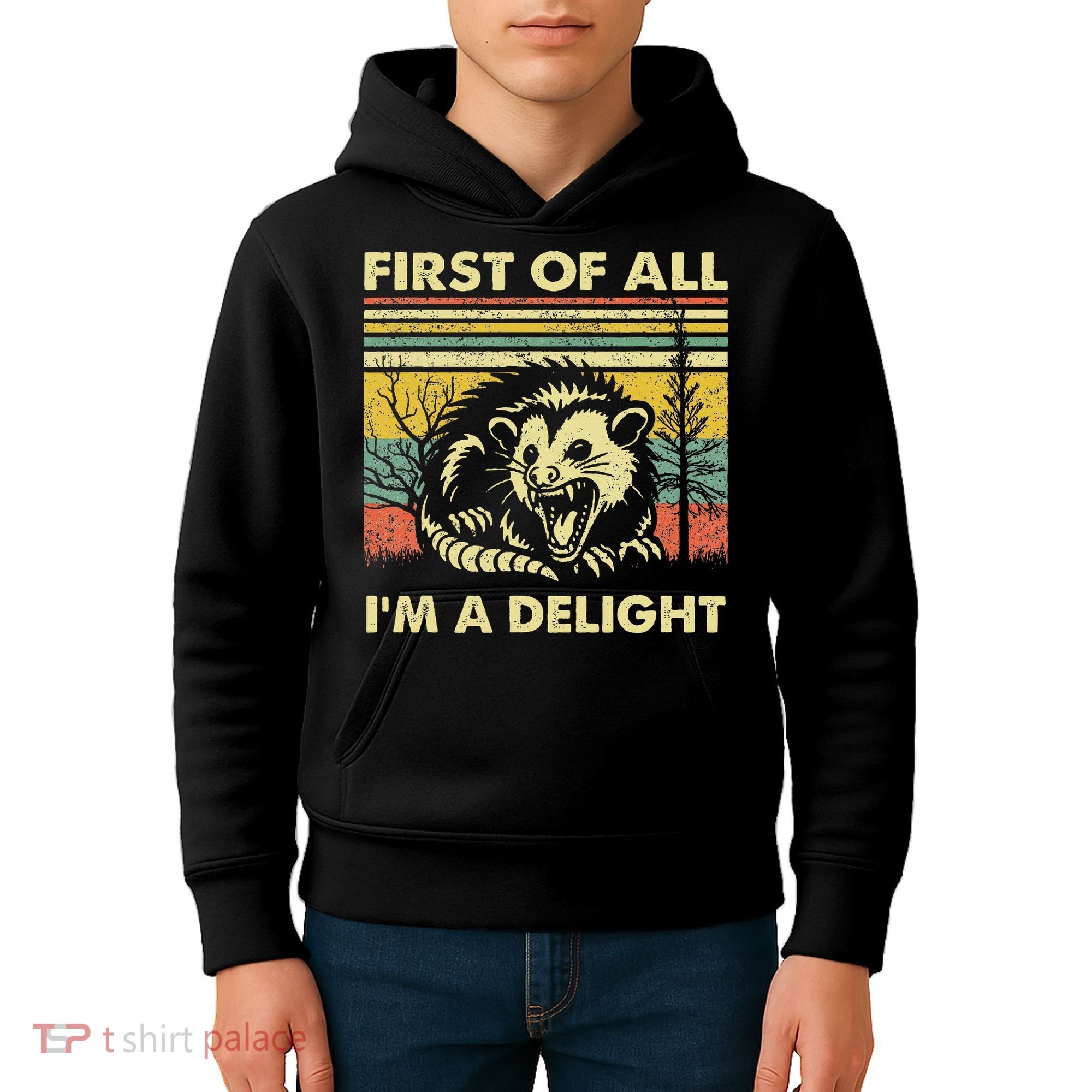 First Of All IM A Delight Sarcastic Angry Opossum Lover Kids Hoodie