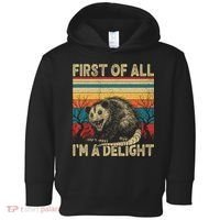 First Of All I'm A Delight Sarcastic Angry Opossum Possum  Toddler Hoodie thumb 0