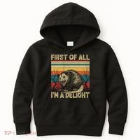 First Of All I'm A Delight Sarcastic Angry Opossum Possum  Kids Hoodie thumb 0