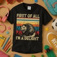 First Of All I'm A Delight Sarcastic Angry Opossum Possum  Kids T-Shirt thumb 3