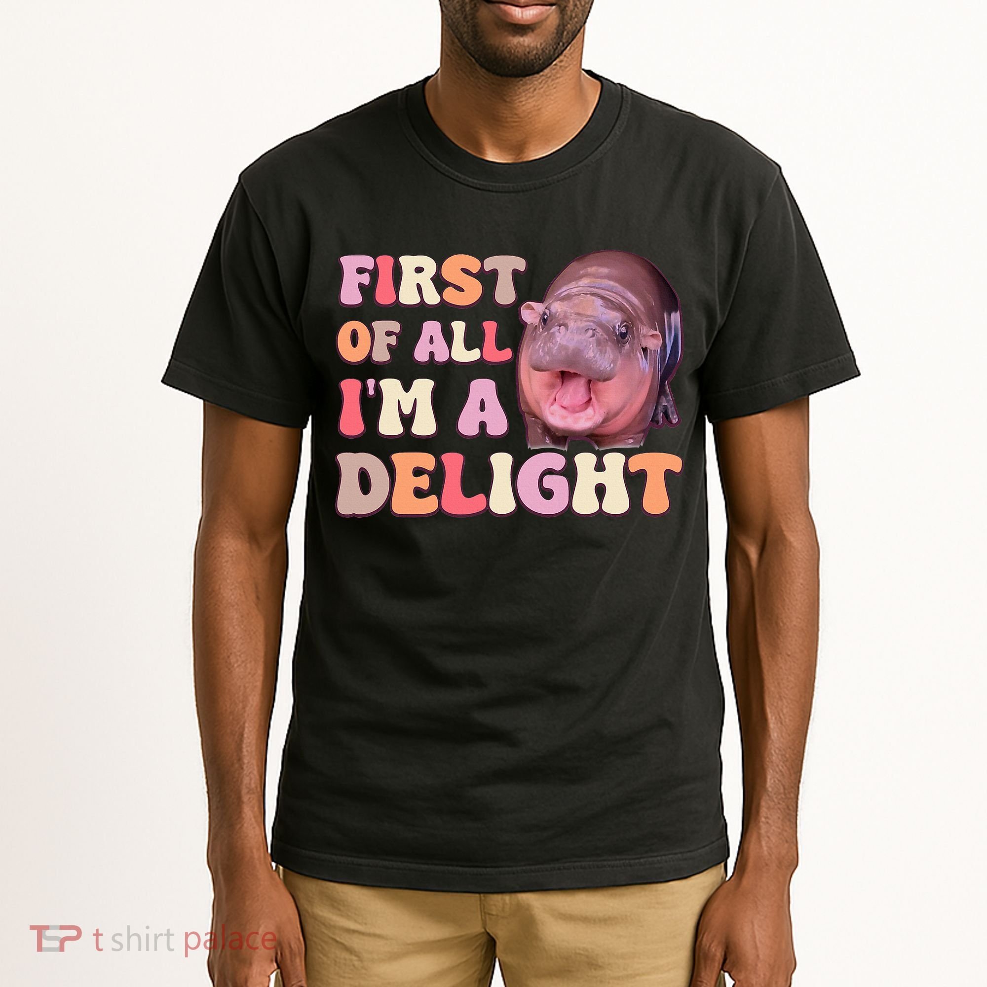 First Of All IM A Delight Moodeng Funny Meme Saying Tall T-Shirt