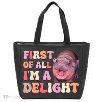 First Of All IM A Delight Moodeng Funny Meme Saying Tote Bag thumb 0